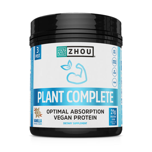 Zhou Nutrition Plant Based Vegan Protein Powder, Best Absorption Digest Score, Complete Zhou Nutrition