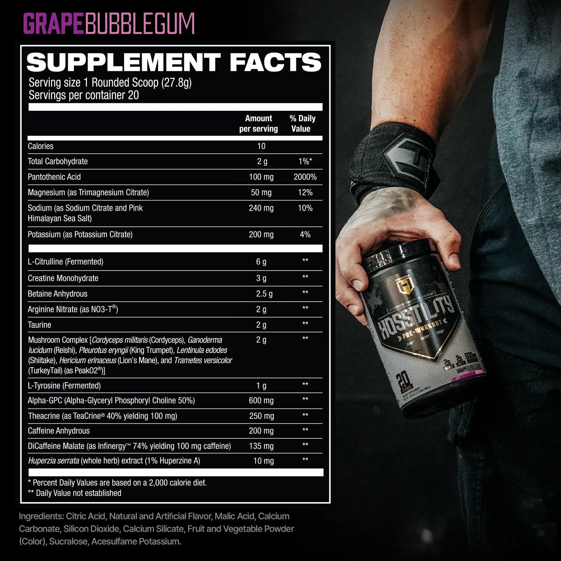 HOSSTILE Hosstility Pre Workout, All-in-One Pre Workout Powder for Men and Women HOSSTILE