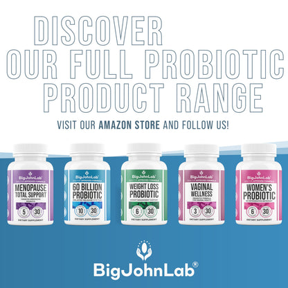 BIGJOHNLAB® - Menopause Total Support – Advanced Probiotic Formula with 5 Strains & 15 Billion CFU, Resveratrol, Black Cohosh, Acacia Fiber, Non-GMO & 100% Vegetarian BIGJOHNLABBuy Supplements Australia