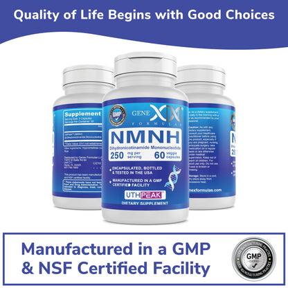 Genex Formulas 250mg NMNH (60 Capsules - 30 Servings) | Uthpeak™ NMNH (Dihydronicotinamide Mononucleotide) NAD+ Precursor for Healthy Aging - Non-GMO, Gluten-Free, Vegetarian Genex FormulasBuy Supplements Australia