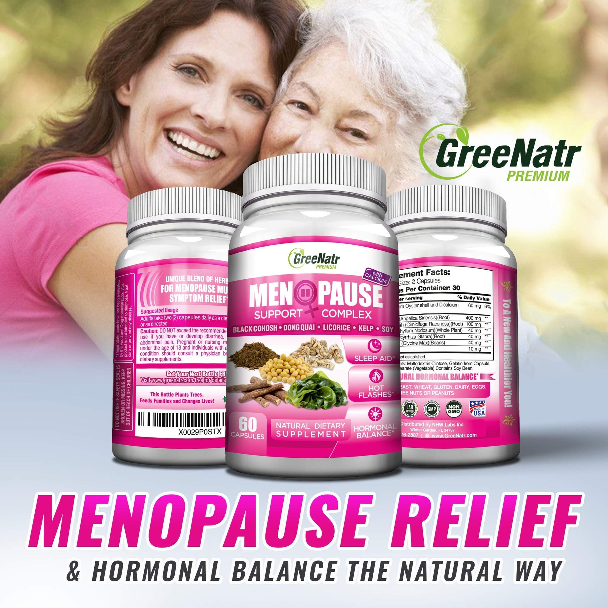 GreeNatr Menopause Supplements for Women - Perimenopause Supplements Women with Dong Quai & Black Cohosh for Menopause Hot Flashes - Menopause Support for Sleep Quality & Hormone Balance - 60 Caps GreeNatrBuy Supplements Australia