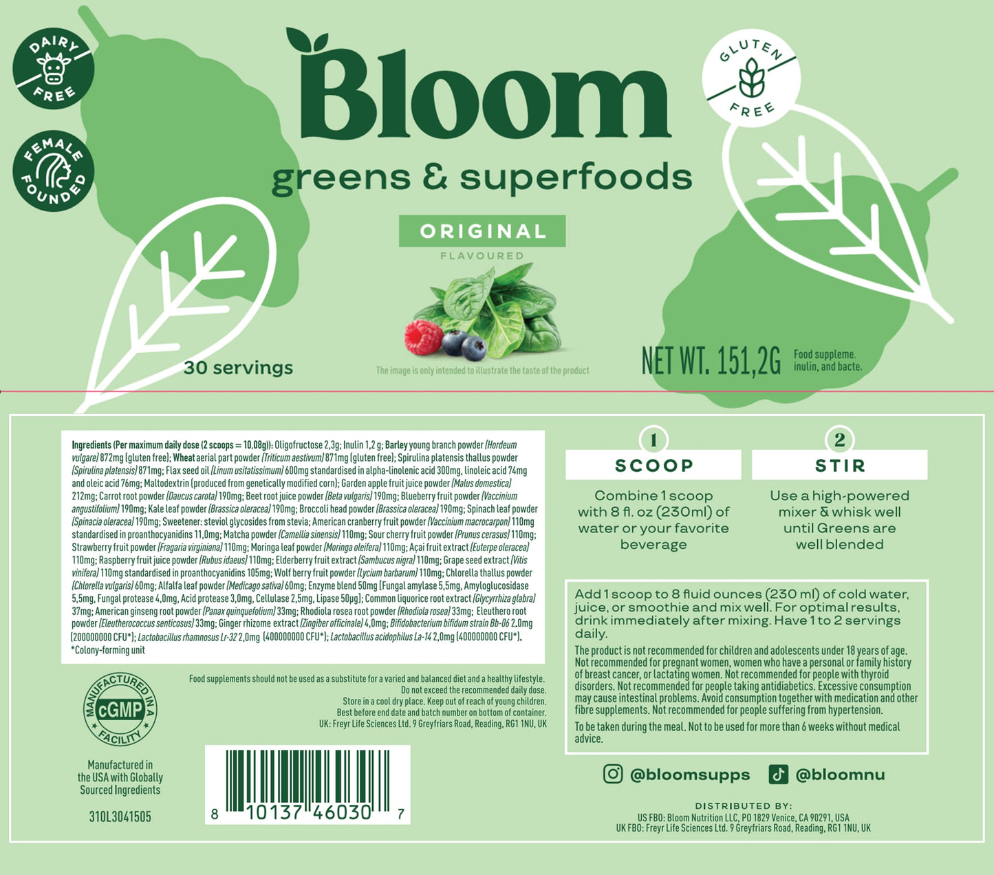 Bloom Nutrition Greens and Superfoods Powder for Digestive Health, Greens Powder Bloom NutritionBuy Supplements Australia