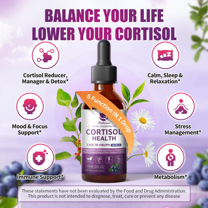 Lukaree Cortisol Supplements for Women, 10 in 1 Cortisol Reducer Detox with Ashwagandha, L-theanine, Kava Kava, Magnesium, Lower Cortisol, Mood, Focus, Sleep Support - 2 FL.OZ, Blueberry Flavor LukareeBuy Supplements Australia