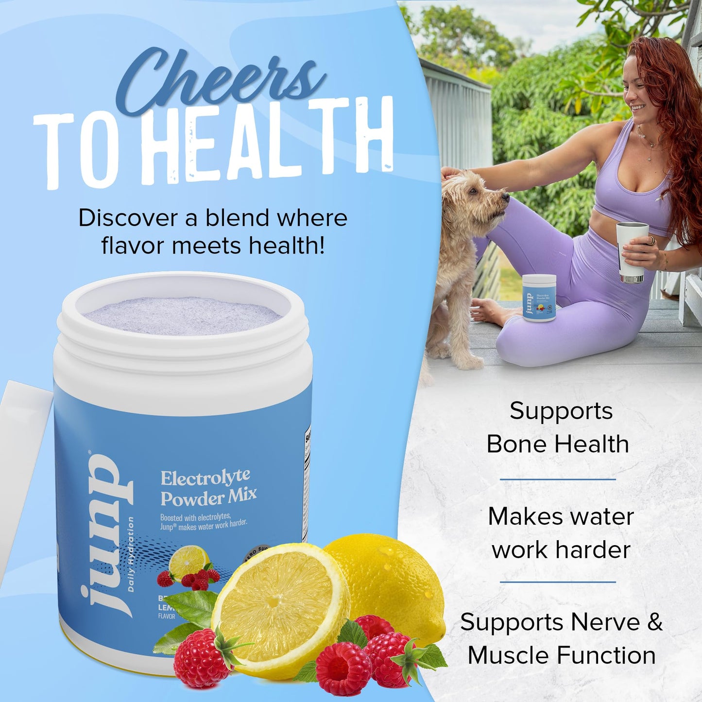 JUNP Electrolytes Powder No Sugar No Carbs – Berry Lemonade Keto Electrolyte Drink Mix - Potassium & Salt Hydration Powder Electrolytes - Zero Calorie Sugar Free Electrolyte Powder, 90 Servings