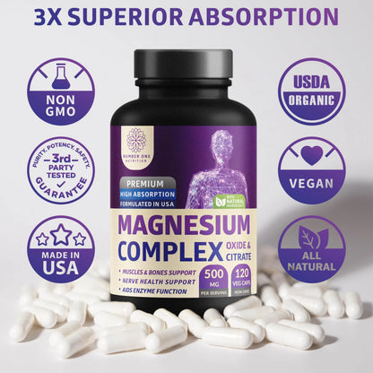 N1N Premium Magnesium Complex - High Absorption Magnesium Supplement for Women and Men to Support Regularity and Bone Health- 120 Veggie Capsules Number One Nutrition buy supplements Au