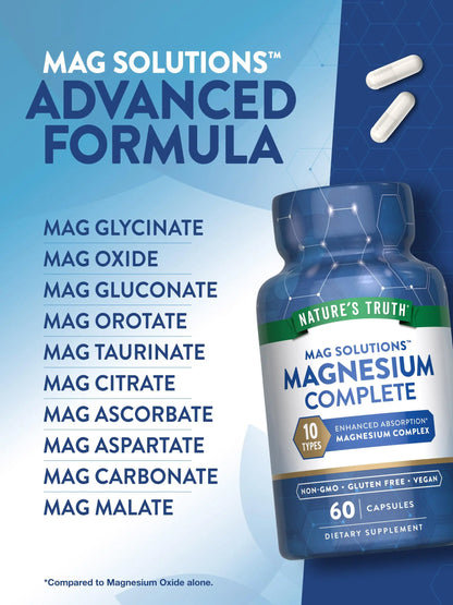 Nature's Truth Magnesium Complex Supplement 10 Forms | 300mg | 60 Capsules | Glycinate, Citrate, Plus More | Vegan, Non-GMO & Gluten Free Nature's Truth buy supplements Au