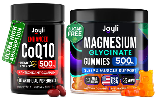 CoQ10 500mg + Magnesium Glycinate Gummies Bundle – High Absorption Coenzyme Q10 120 Softgels & 60 Sugar-Free Sleep Gummies – Heart, Energy & Mood Support – Enhanced Formula, USA Made JOYLI NutritionBuy Supplements Australia