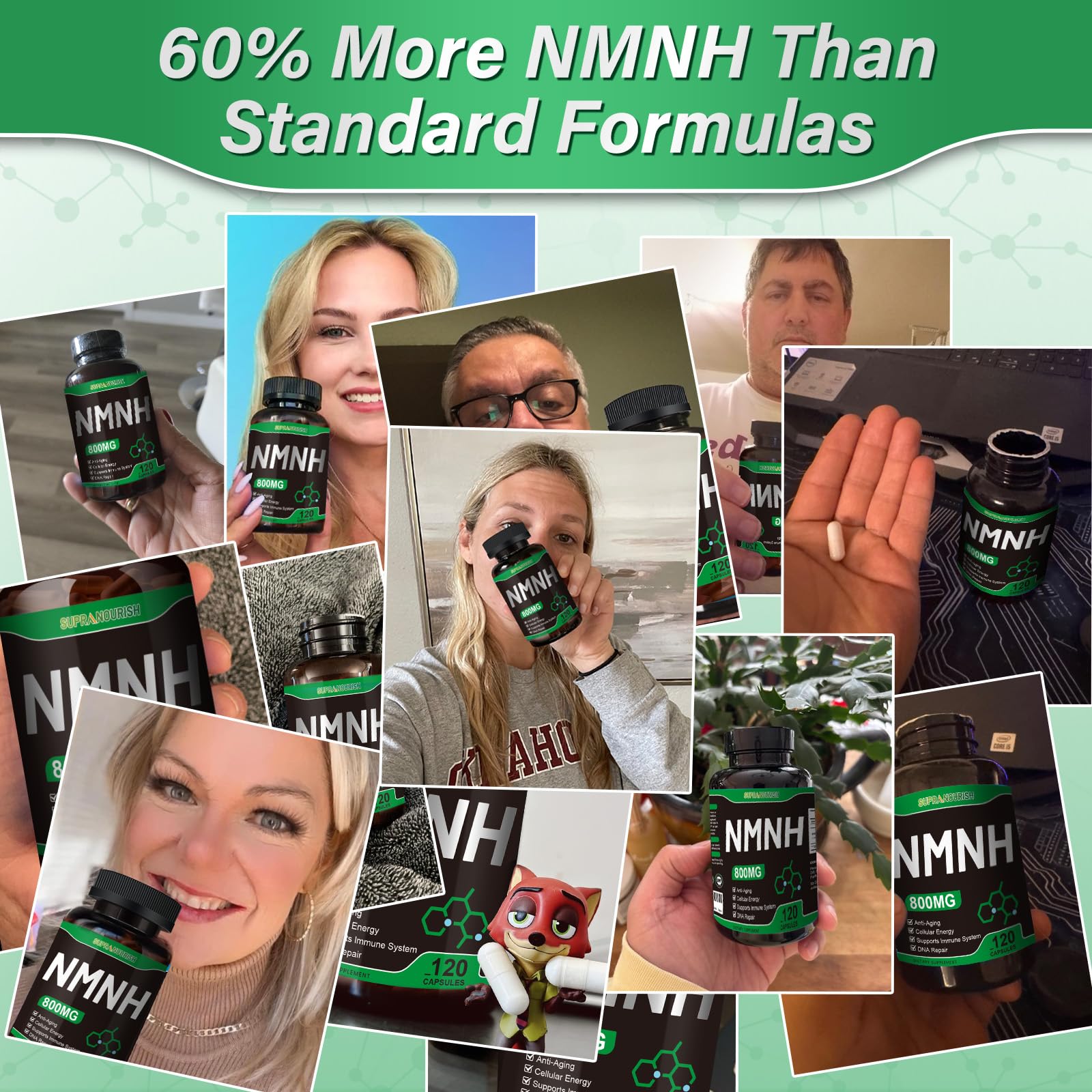SUPRANOURISH Pure NMNH Supplement 120 Capsules - 800mg High-Purity NMNH Supplements, NAD Supplement for Boost NAD+ for Anti-Aging & Cellular Energy SUPRANOURISHBuy Supplements Australia