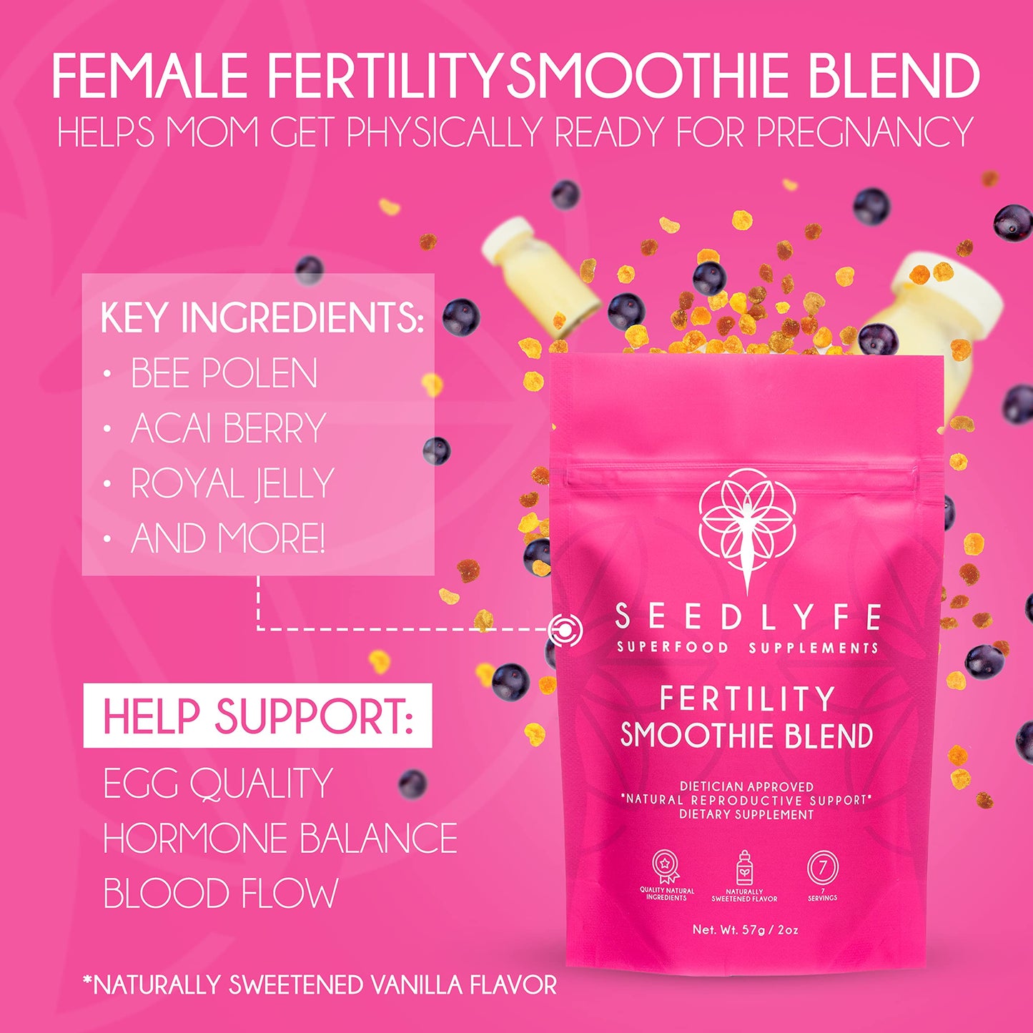 Female Fertility Bundle with Prenatal Vitamin Powder – Natural Prenatal Vitamins and Smoothie Mix seedlyfe