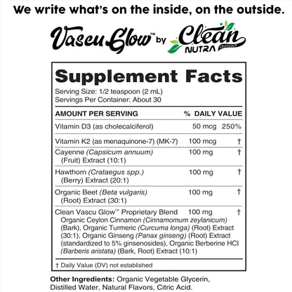 Clean Nutra Cayenne Pepper Drops Supplement Liquid + Hawthorn Berry, Vitamin D3 K2 Beet Root Powder, Ceylon Cinnamon, Turmeric Curcumin Clean Nutraceuticals