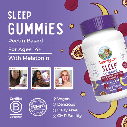 MaryRuth Organics Melatonin 5mg Sleep Gummy with L-Theanine | Lemon Balm | Vitamin B6 | Sugar-Free | Relaxation | Vegan | Non-GMO | Gluten Free | 60 Count MARYRUTH'SBuy Supplements Australia