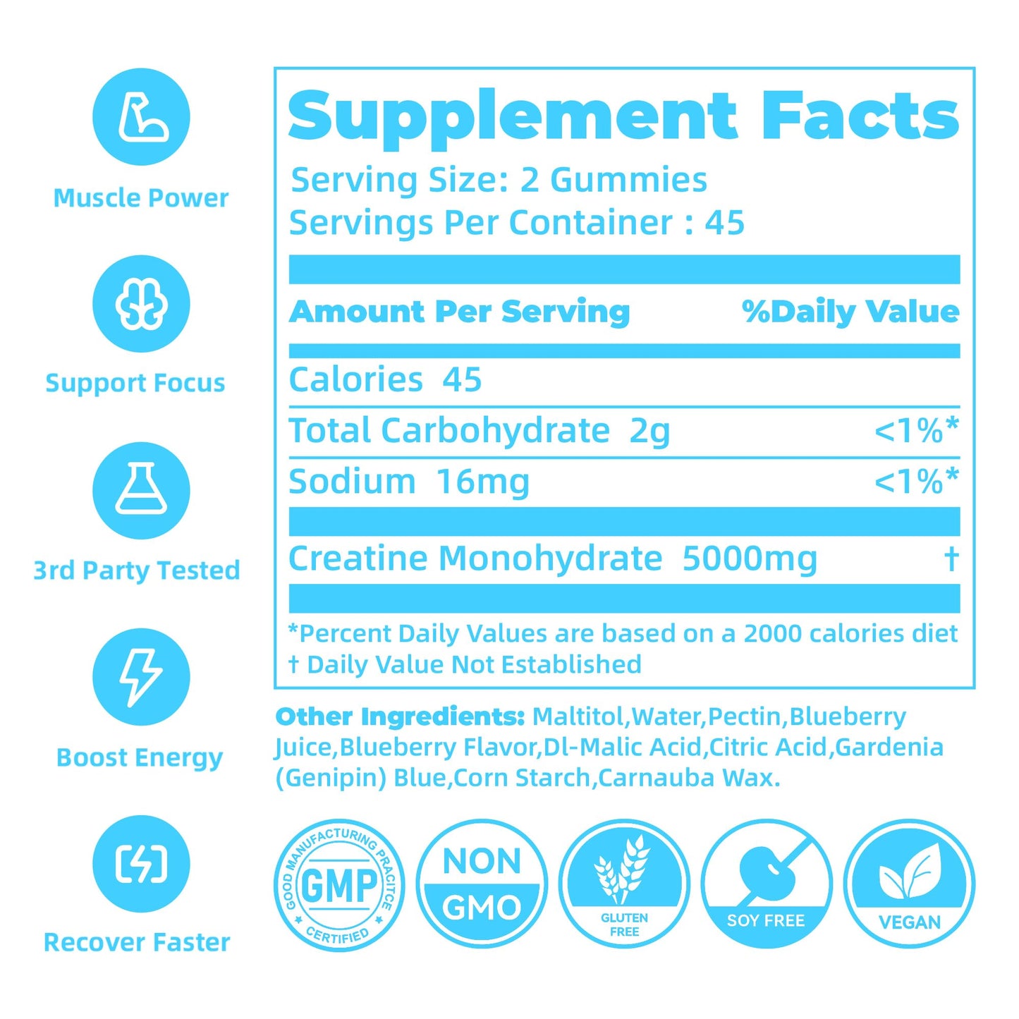 novomins Creatine Monohydrate Gummies 5000mg for Men & Women, Chewables Creatine Monohydrate for Muscle Strength, Muscle Builder, Energy Boost, Pre-Workout Supplement