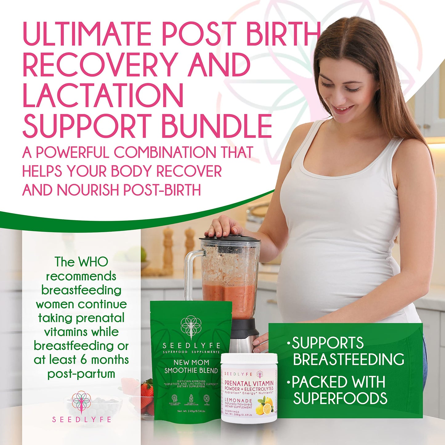seedlyfe New Mother Postnatal Supplement Care Bundle - Lactation Superfood Smoothie seedlyfe