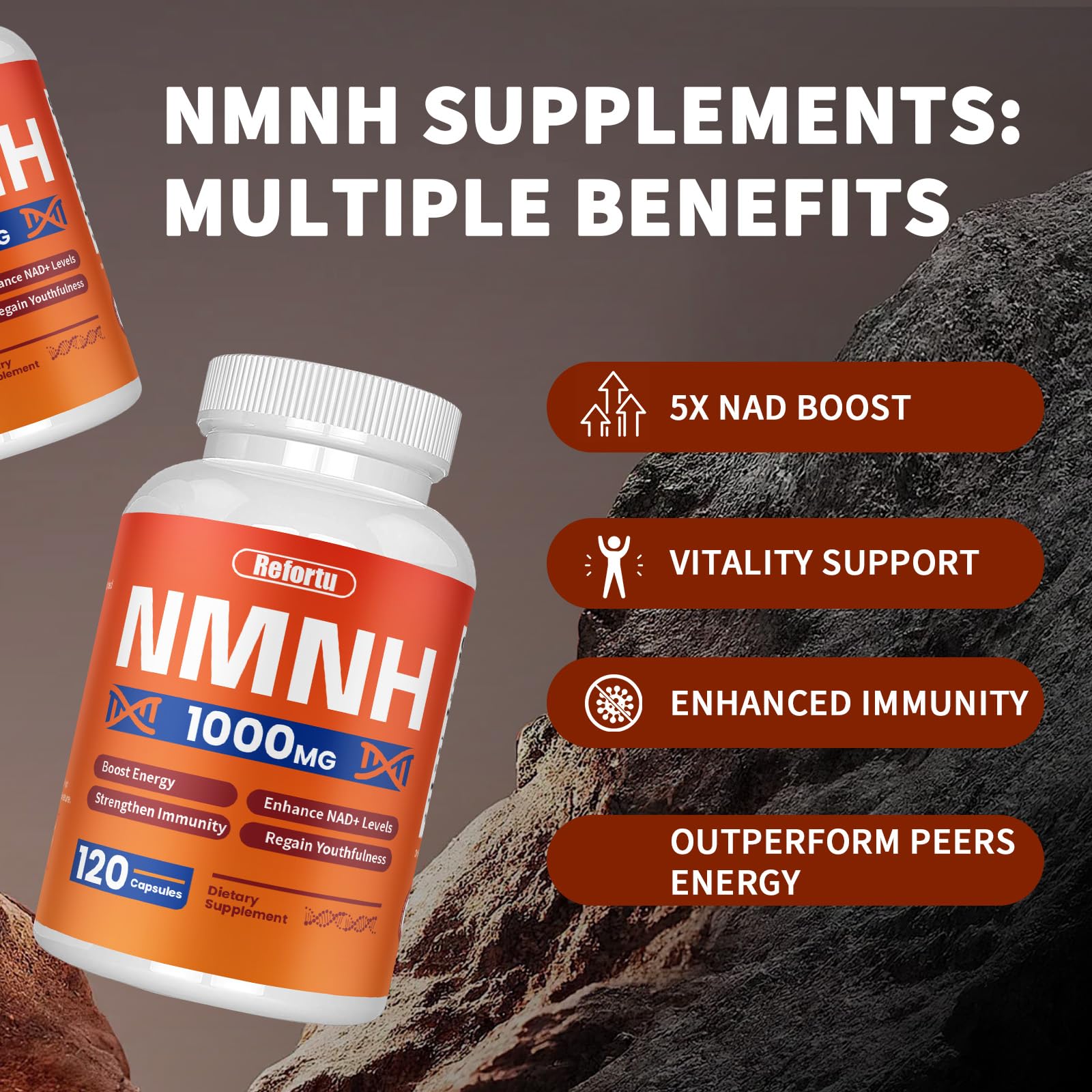 NMNH Supplement(Dihydronicotinamide Mononucleotide),Nicotinamide Mononucleotide for NAD+ Booster,1000mg per Serving,Supports Energy & Overall Health,120 Capsules RefortuBuy Supplements Australia