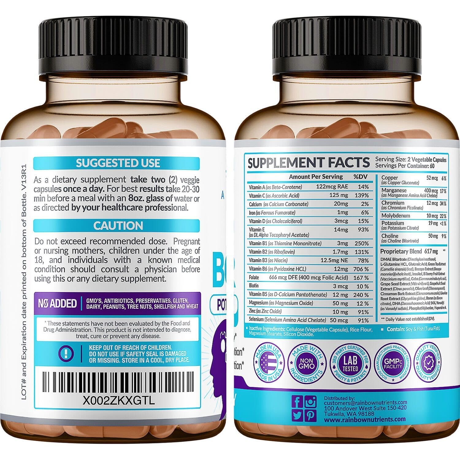40-in-1 Brain Booster Supplements for Memory, Focus, Clarity, Energy, Performance Rainbow Nutrients, LLCBuy Supplements Australia