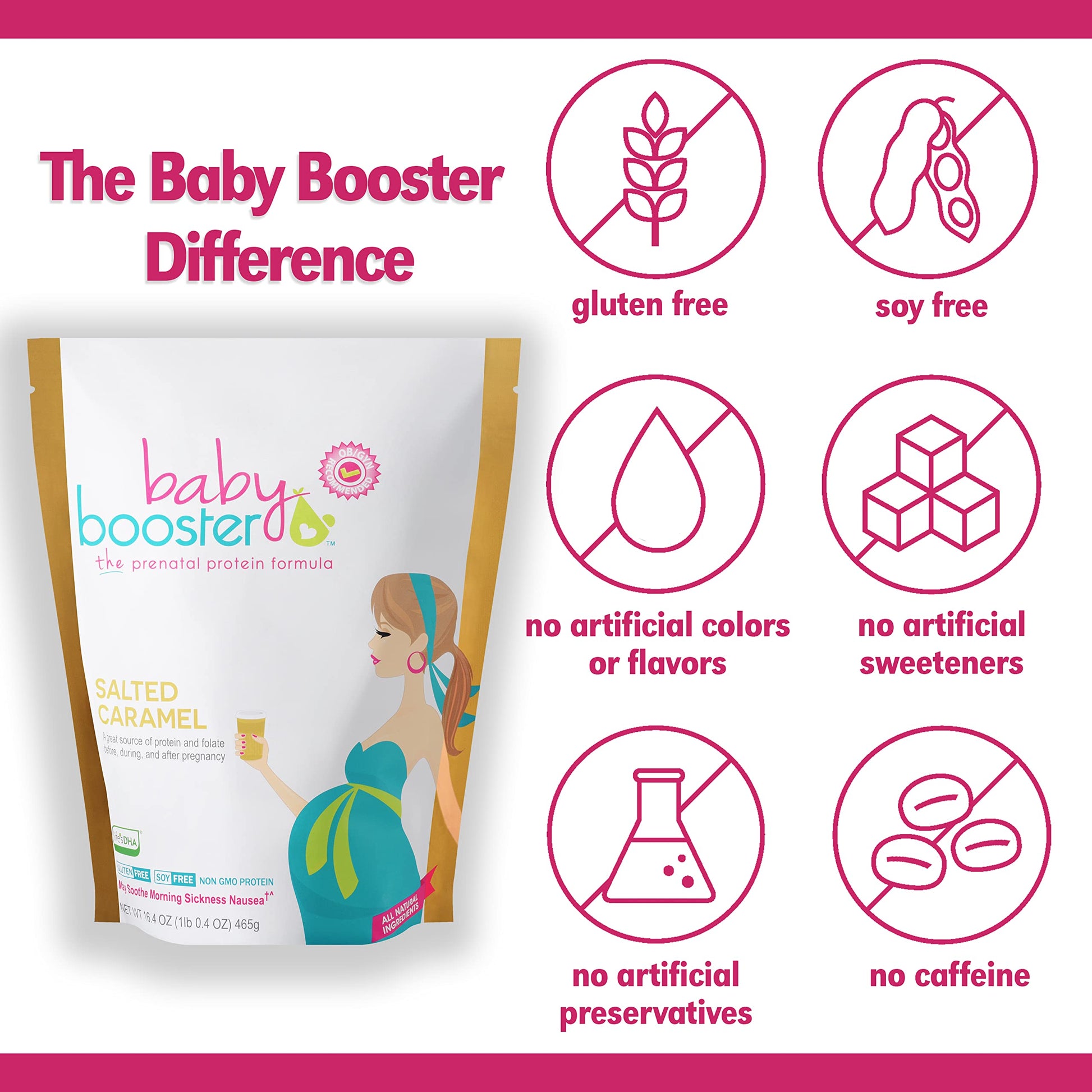 Baby Booster Prenatal Vitamin Supplement Shakes, Kona Mocha and Salted Carmel Baby Booster
