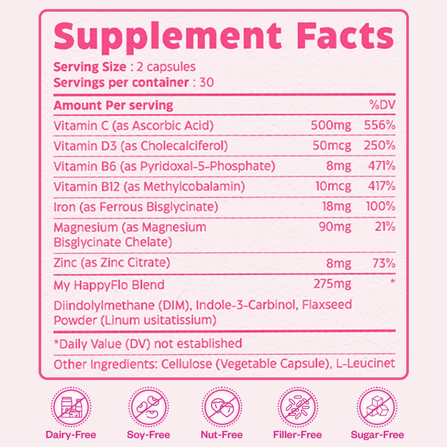 My Happy Flo PMS Support Supplement for Women with Iron, PMS Relief Hormone Support for Women, 10-in-1 PMDD Supplements for Women | DIM & I3C Indole-3-Carbinol for Cramp Relief, Heavy Flow - 60 Caps My Happy FloBuy Supplements Australia
