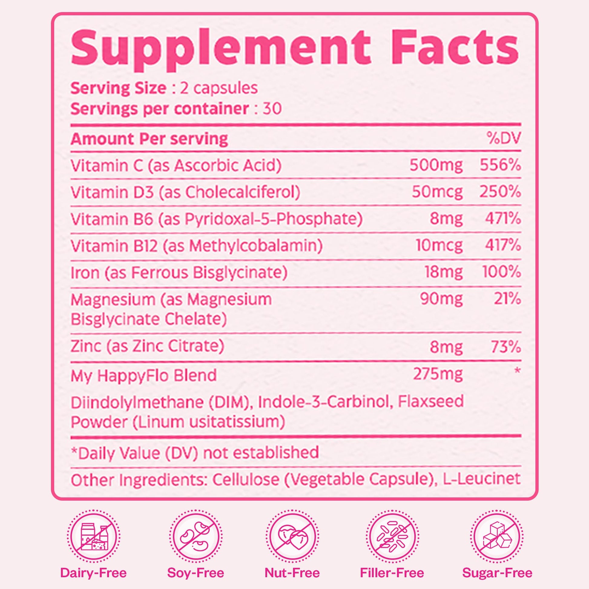 My Happy Flo PMS Support Supplement for Women with Iron, PMS Relief Hormone Support for Women, 10-in-1 PMDD Supplements for Women | DIM & I3C Indole-3-Carbinol for Cramp Relief, Heavy Flow - 60 Caps My Happy FloBuy Supplements Australia