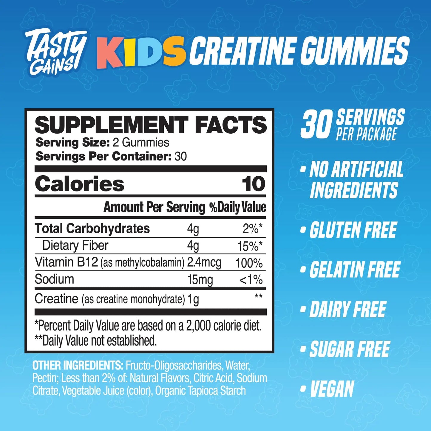 TASTY GAINS Kids & Teen Creatine Gummies with Vitamin B12 for Growth Support, Easy Chew Daily Supplement, Gummy Vitamins for Kids and Teens, Ages 5+ TASTY GAINS buy supplements Au
