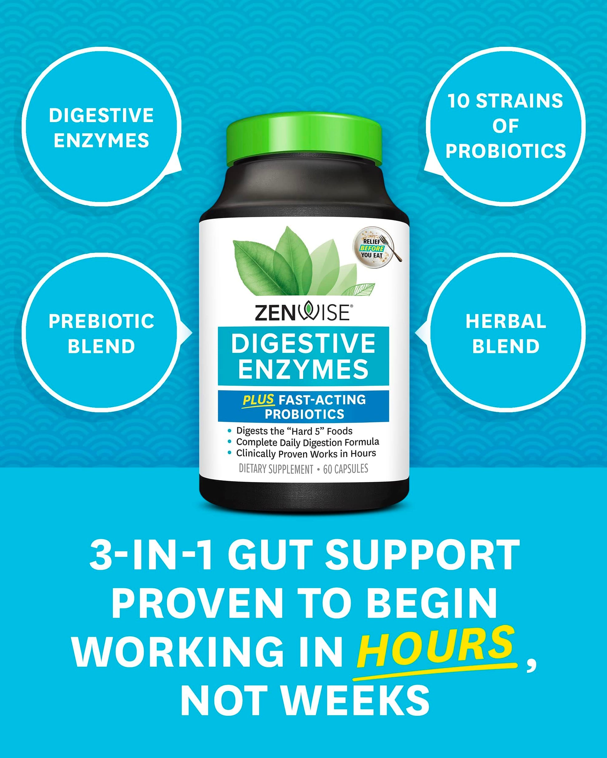 Zenwise Health Digestive Enzymes - Probiotic Multi Enzymes with Probiotics Zenwise Health
