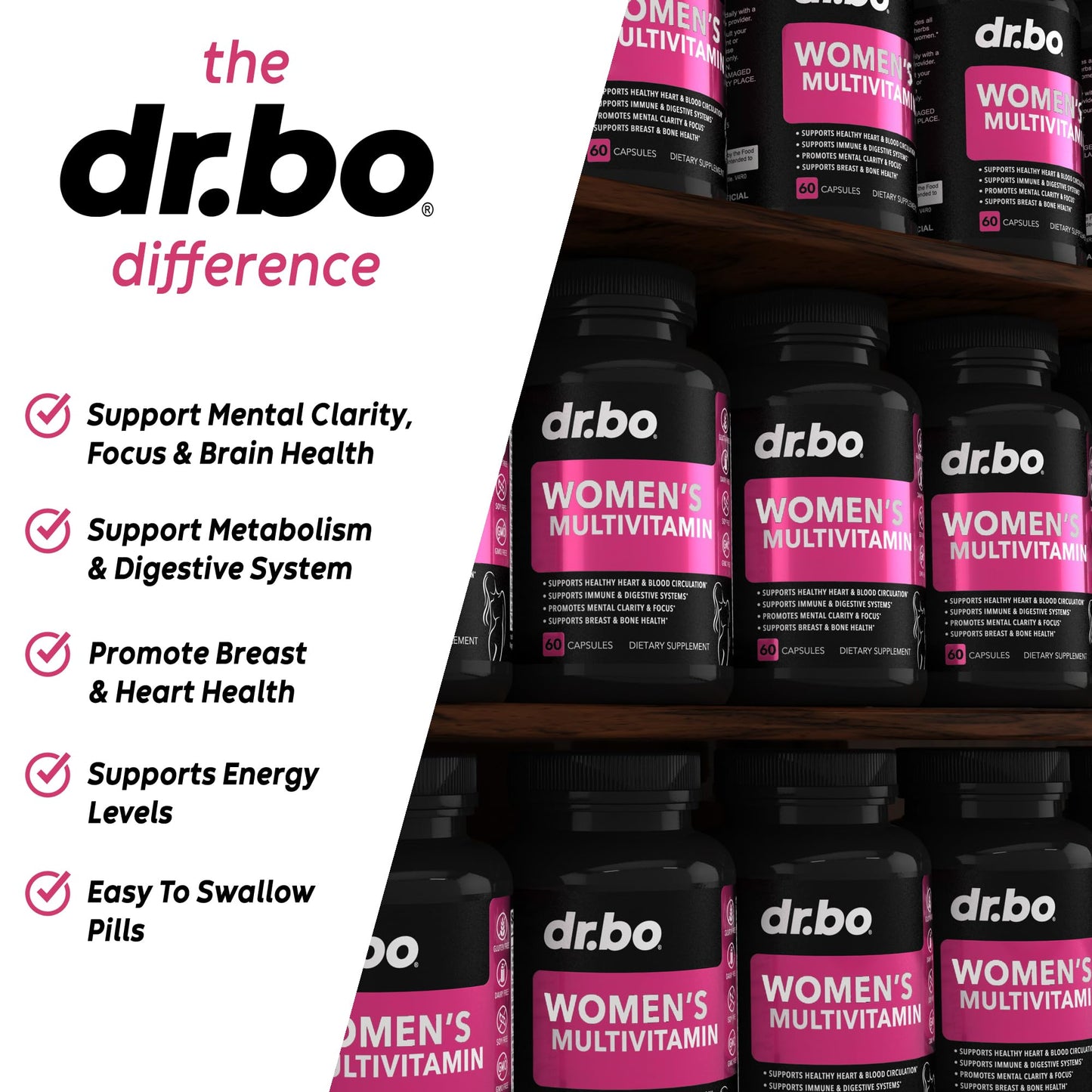 Womens Multivitamin - Natural Daily Multi Vitamins for Women - Womans Energy Vitamin DR. BO