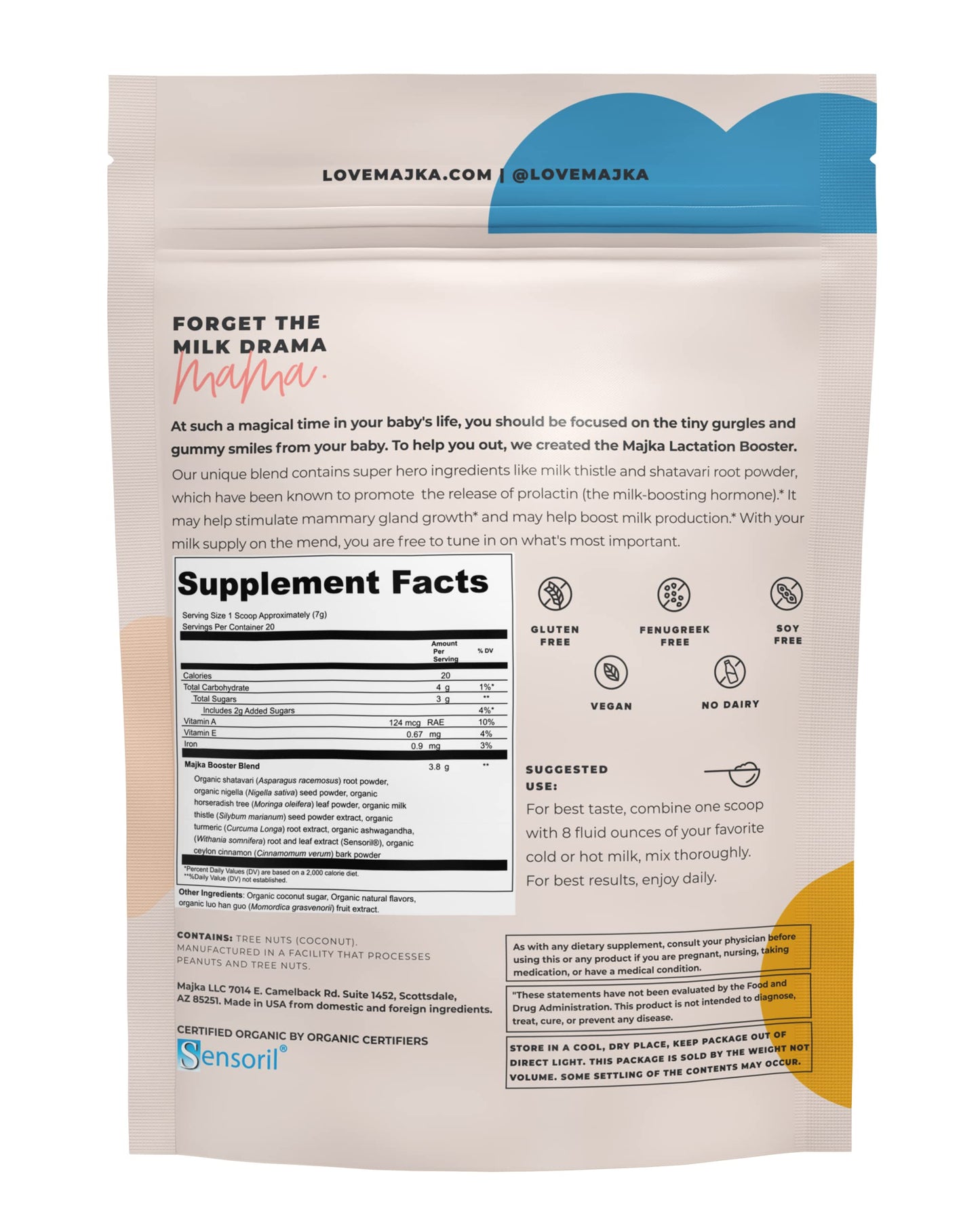 MAJKA Organic Lactation Booster Powder for Nursing Moms, Breastfeeding Safe Supplement MAJKA