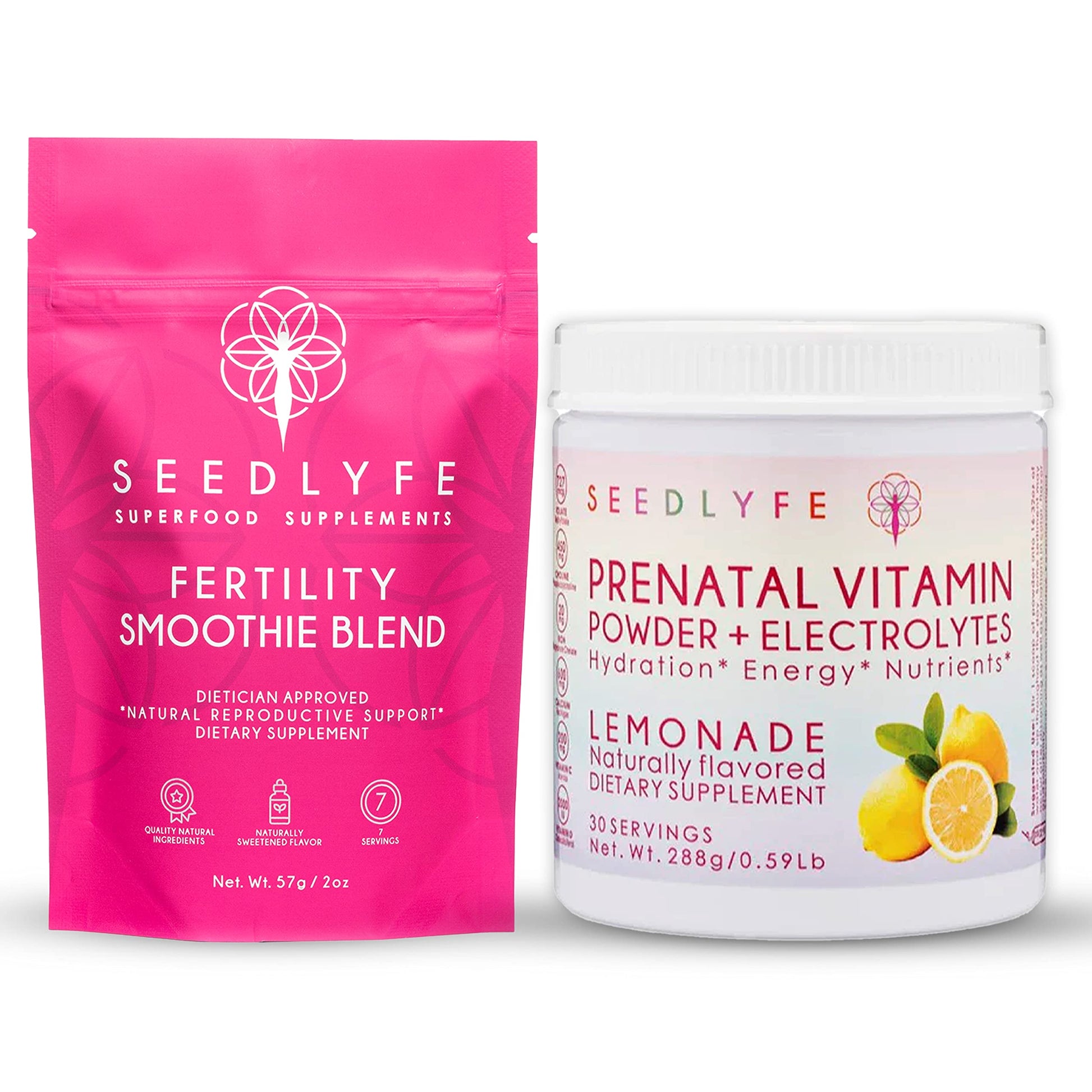 Female Fertility Bundle with Prenatal Vitamin Powder – Natural Prenatal Vitamins and Smoothie Mix seedlyfe