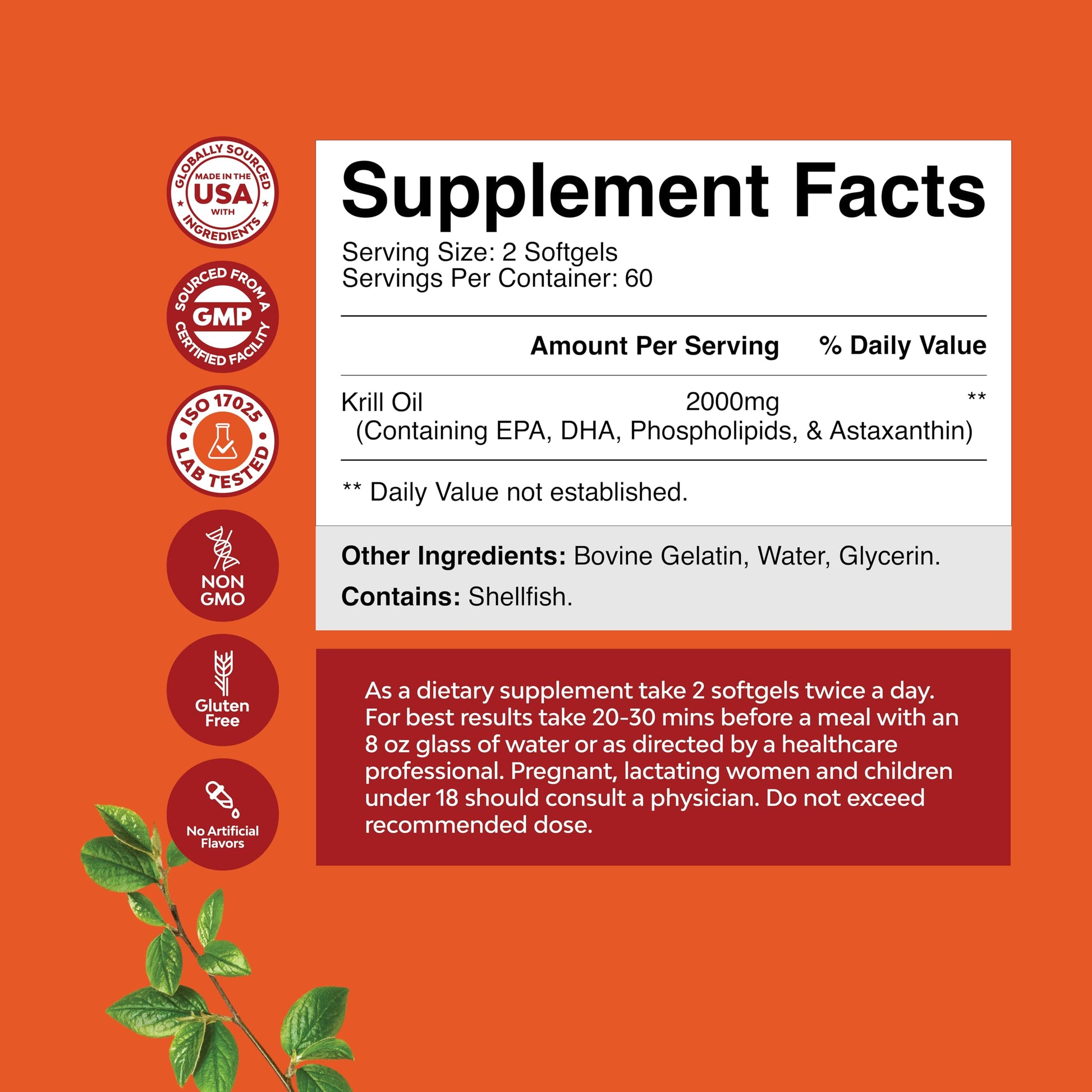 Antarctic Krill Oil 2000mg Softgels Per Serving - Omega 3 Krill Oil Supplement Natures CraftBuy Supplements Australia