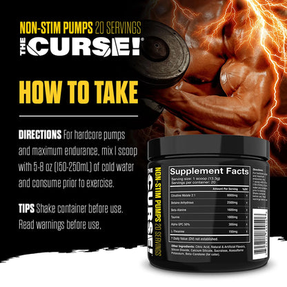 THE CURSE! JNX Sports Non-Stim Pumps Pre-Workout Supplement - Maximum Power THE CURSE!