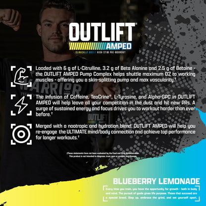 OUTLIFT Amped Max Dosed Pre Workout Powder, 6G Citrulline, 3.2G Beta Alanine Nutrex Research
