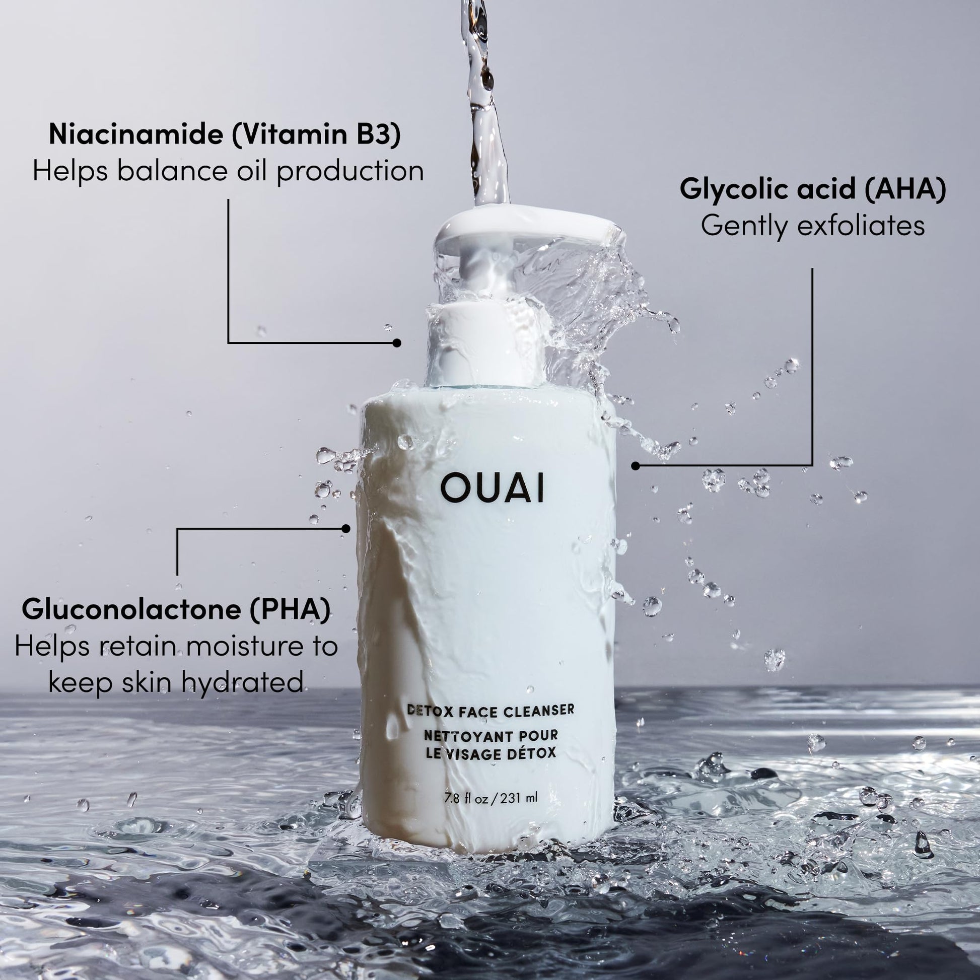 OUAI Detox Shower Routine Bundle - Gentle Detox Face Cleanser (7.8 Oz) and Clarifying Shampoo with Apple Cider Vinegar (10 Oz) - Removes Dirt, Oil, Product, Makeup, and Sunscreen - 2-Piece Bundle OUAIBuy Supplements Australia