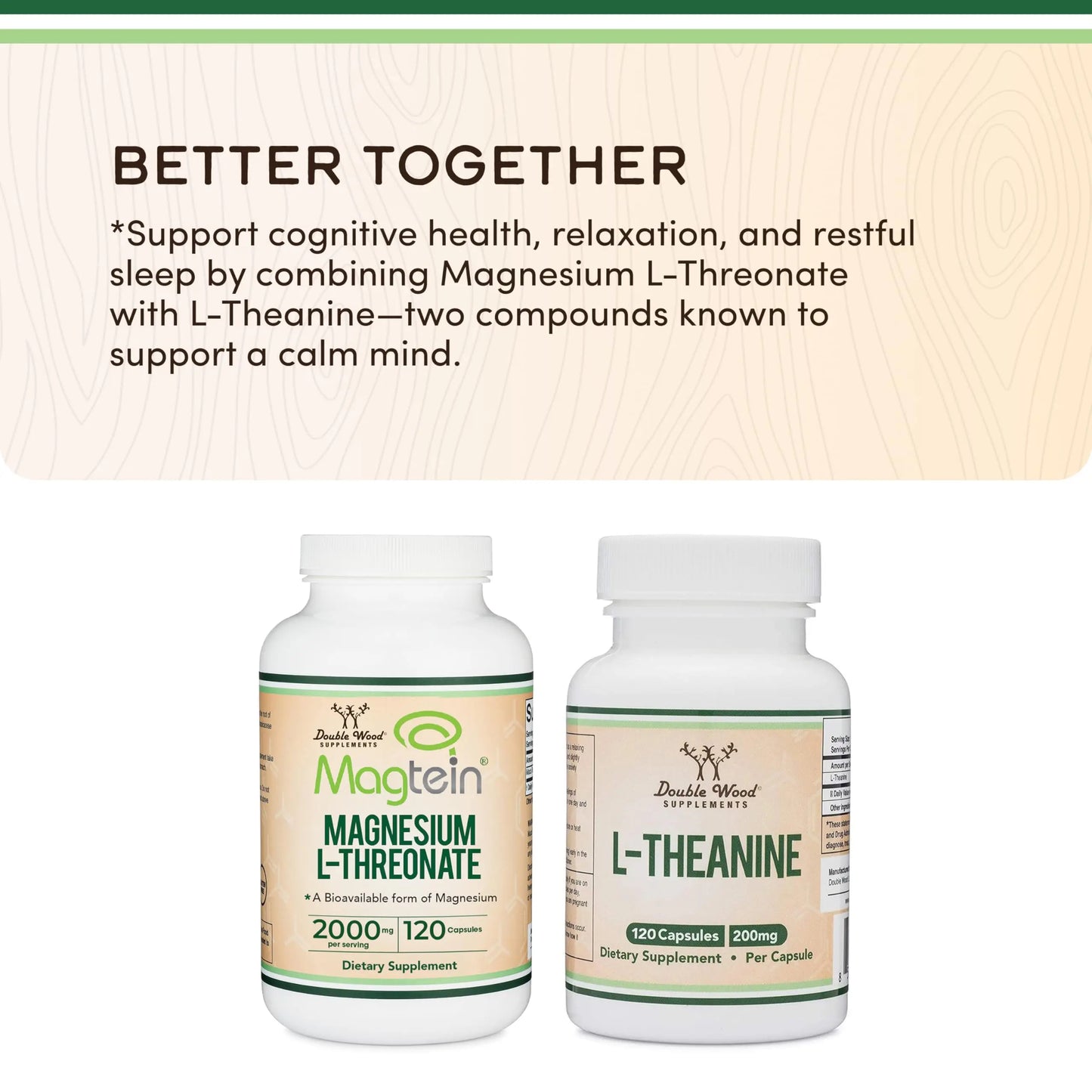 Magnesium L Threonate, Magtein - NSF Certified - Sleep and Cognitive Support – High Absorption Double Wood Supplements