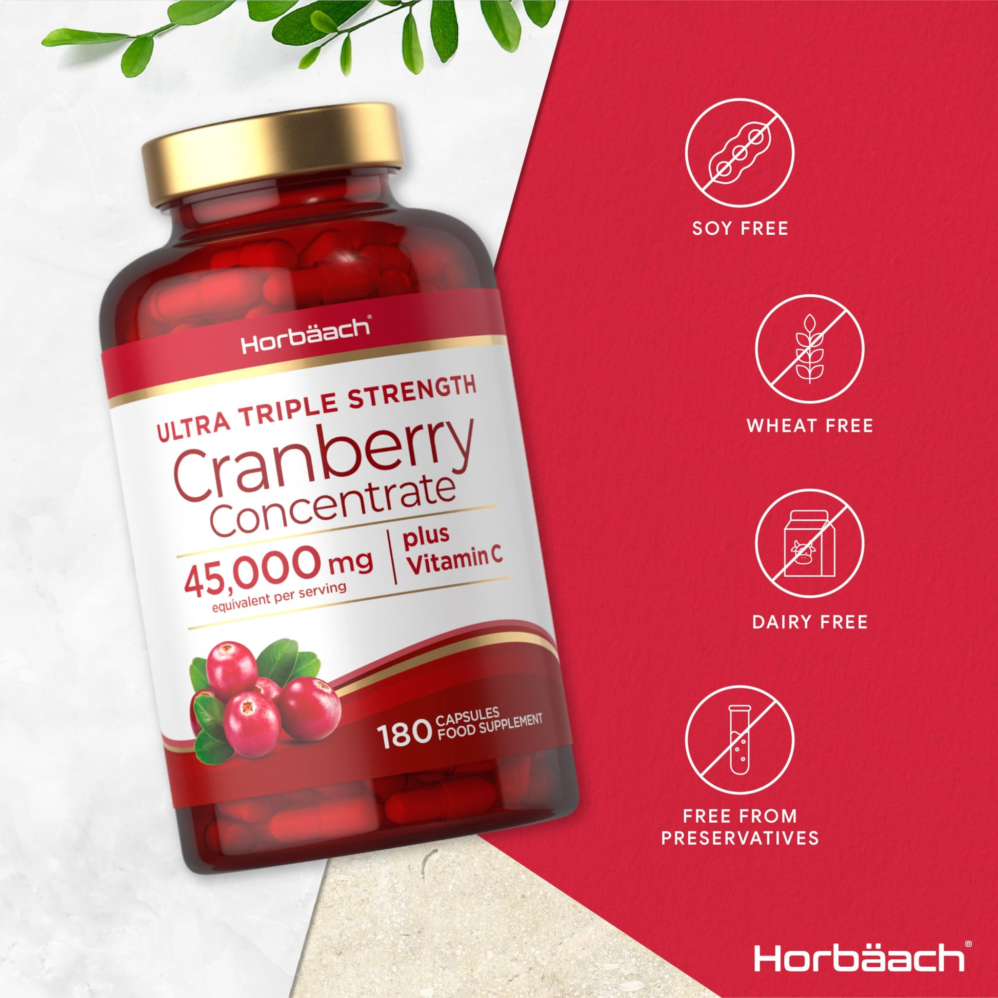 Cranberry Capsules 45,000 mg | High Strength Cranberry Extract with Vitamin C HorbäachBuy Supplements Australia