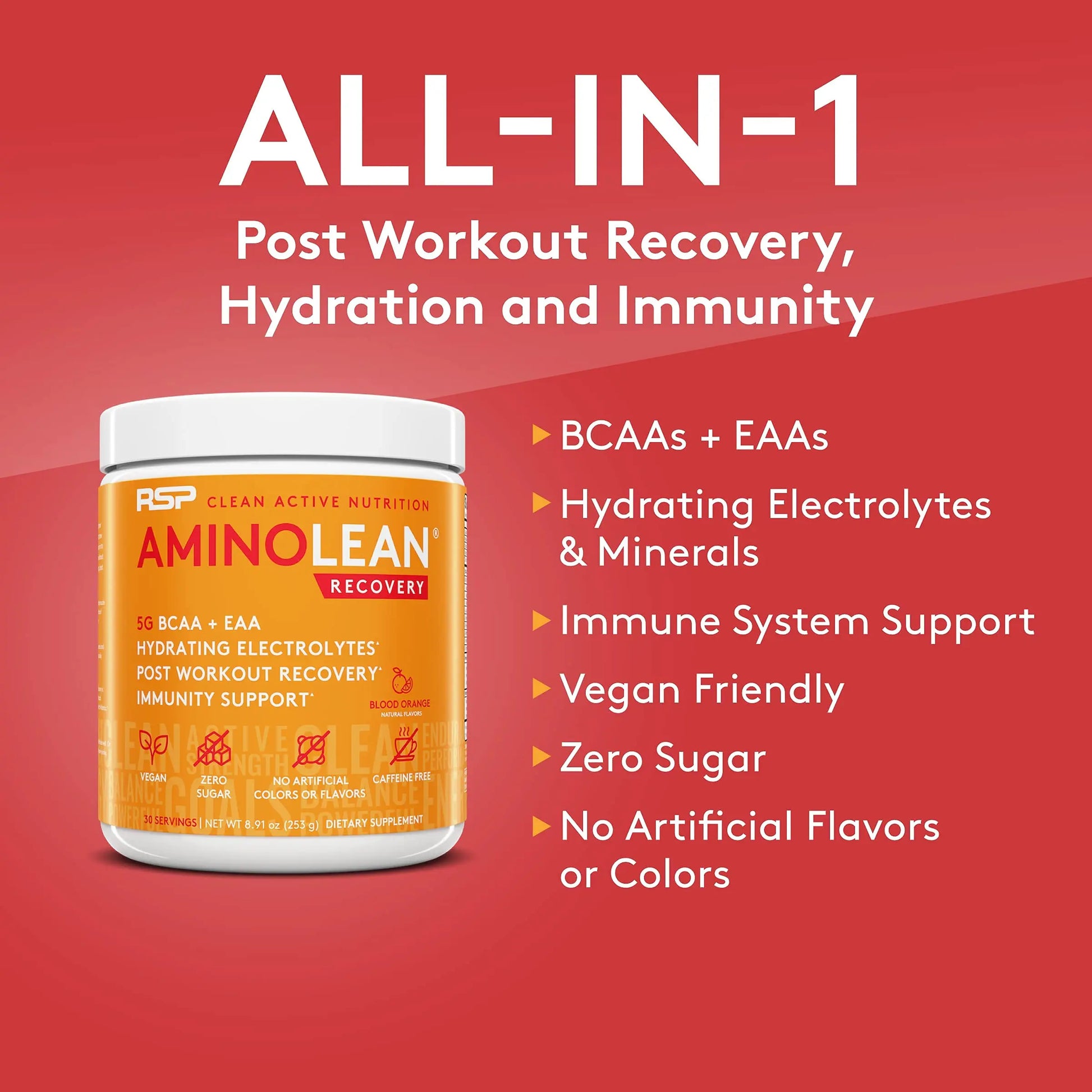 RSP NUTRITION AminoLean Pre Workout Energy (Blue Raspberry 30 Servings) with AminoLean RSP NUTRITION