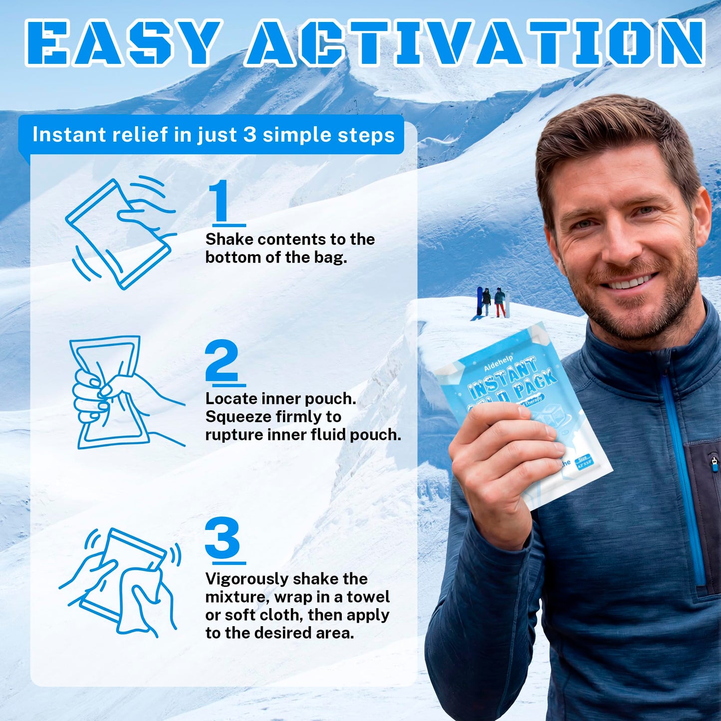 8 Pack Instant Cold Packs (4.3" x 5.9") - Disposable Ice Packs for Injuries | Cold Compress Ice Pack for Pain Relief, Swelling, Inflammation, Sprains, Toothache - Cold Pack for Athletes Aidehelp buy supplements Au