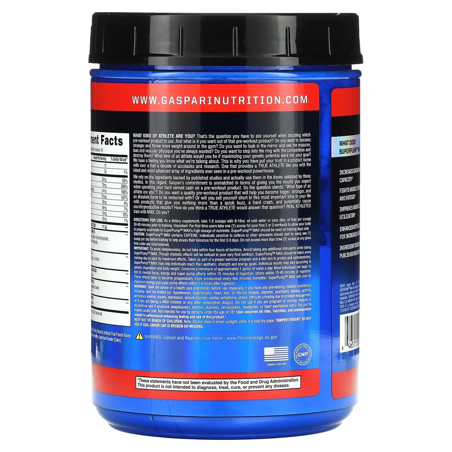 Gaspari Nutrition - SuperPump MAX - The Ultimate Pre Workout Powder, Sustained Energy Gaspari Nutrition