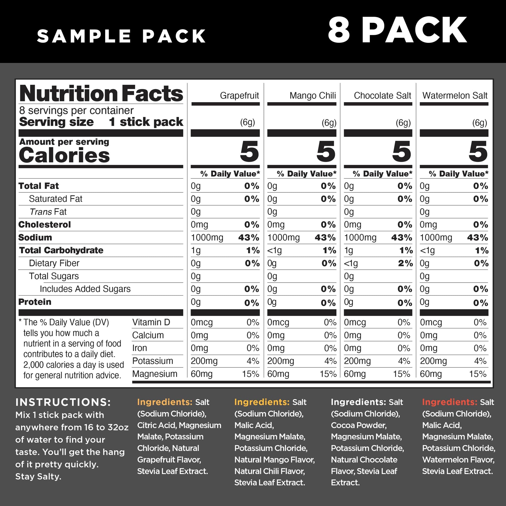LMNT Zero Sugar Electrolytes - Sample Pack | Drink Mix | 8-Count Drink LMNTBuy Supplements Australia