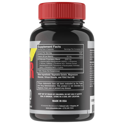 Colossal Labs Nitric Oxide Booster with L-Arginine, Extreme Pumps to Build Strength Goliath Labs