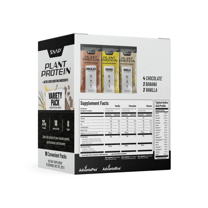 Snap Supplements 100% Plant Based Protein Powder Stick Packs with Nitric Oxide Booster Snap Supplements