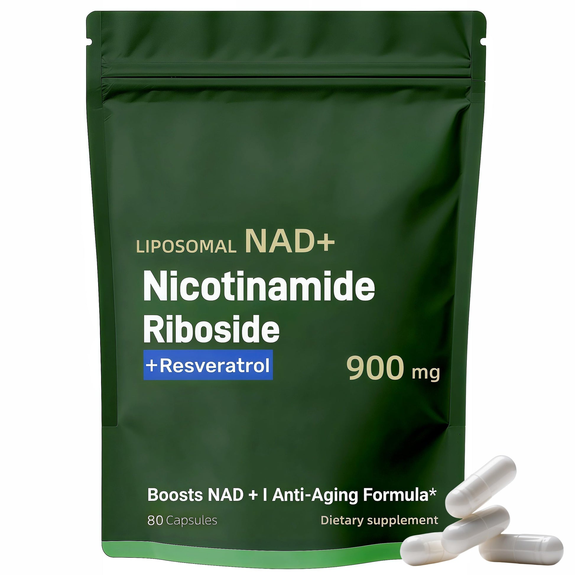 Boqiao NAD+ Supplement - Nicotinamide Riboside & Resveratrol 900mg – Fast-Absorbing Cellular Renewal Capsules for Energy, Anti-Aging & Brain Health – 80 Capsules BoqiaoBuy Supplements Australia