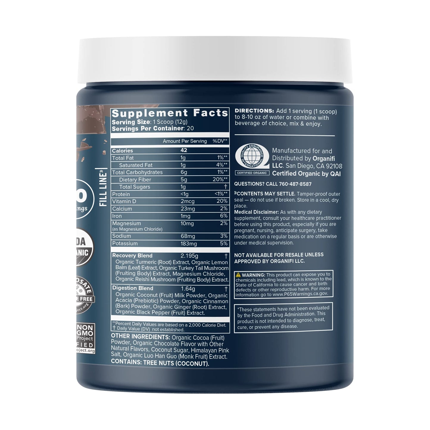 Organifi - Gold Chocolate - Superfood Supplement Powder - 20 Day Supply - Supports Rest OrganifiBuy Supplements Australia