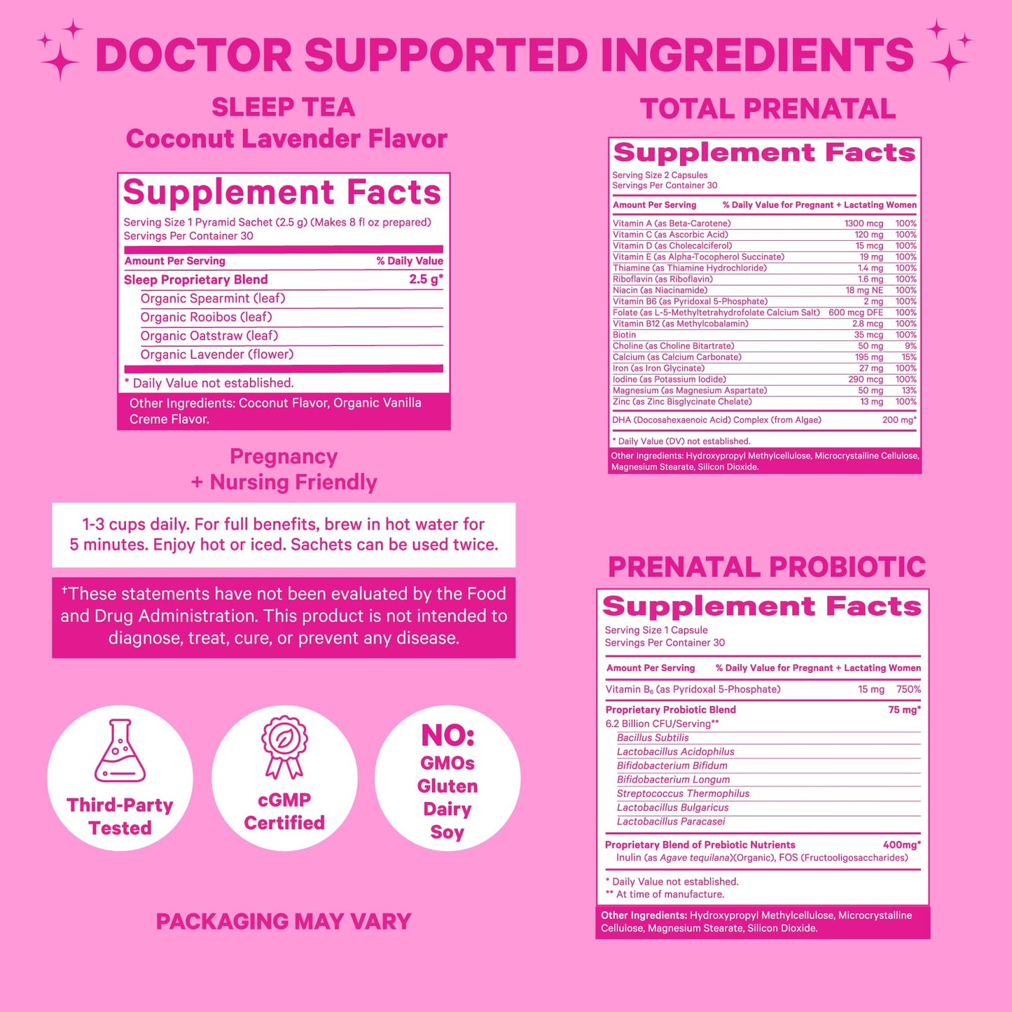 Pink Stork Pregnancy Bundle: Prenatal Vitamin with DHA & Folate, Prenatal Probiotics for Pregnant Women Pink Stork