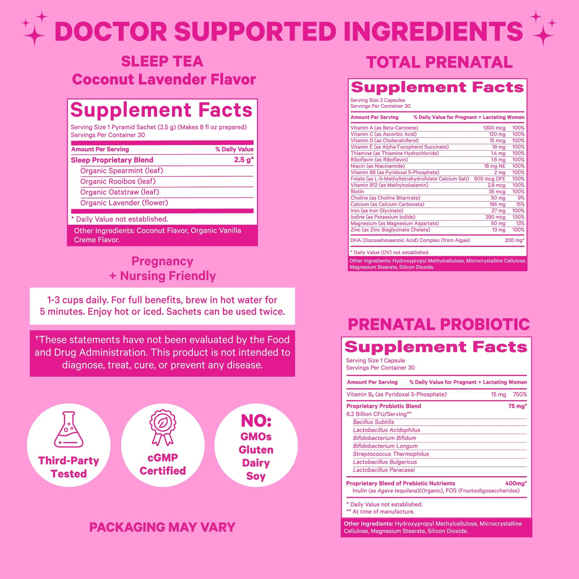 Pink Stork Pregnancy Bundle: Prenatal Vitamin with DHA & Folate, Prenatal Probiotics for Pregnant Women Pink Stork