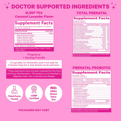 Pink Stork Pregnancy Bundle: Prenatal Vitamin with DHA & Folate, Prenatal Probiotics for Pregnant Women Pink Stork