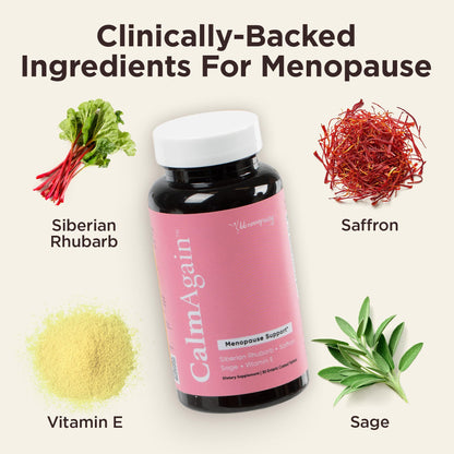BB Company CalmAgain for Menopause Anxiousness, Mood Balance for Women | Stay Calm, Lower Cortisol, Fewer Mood Swings | Siberian Rhubarb
