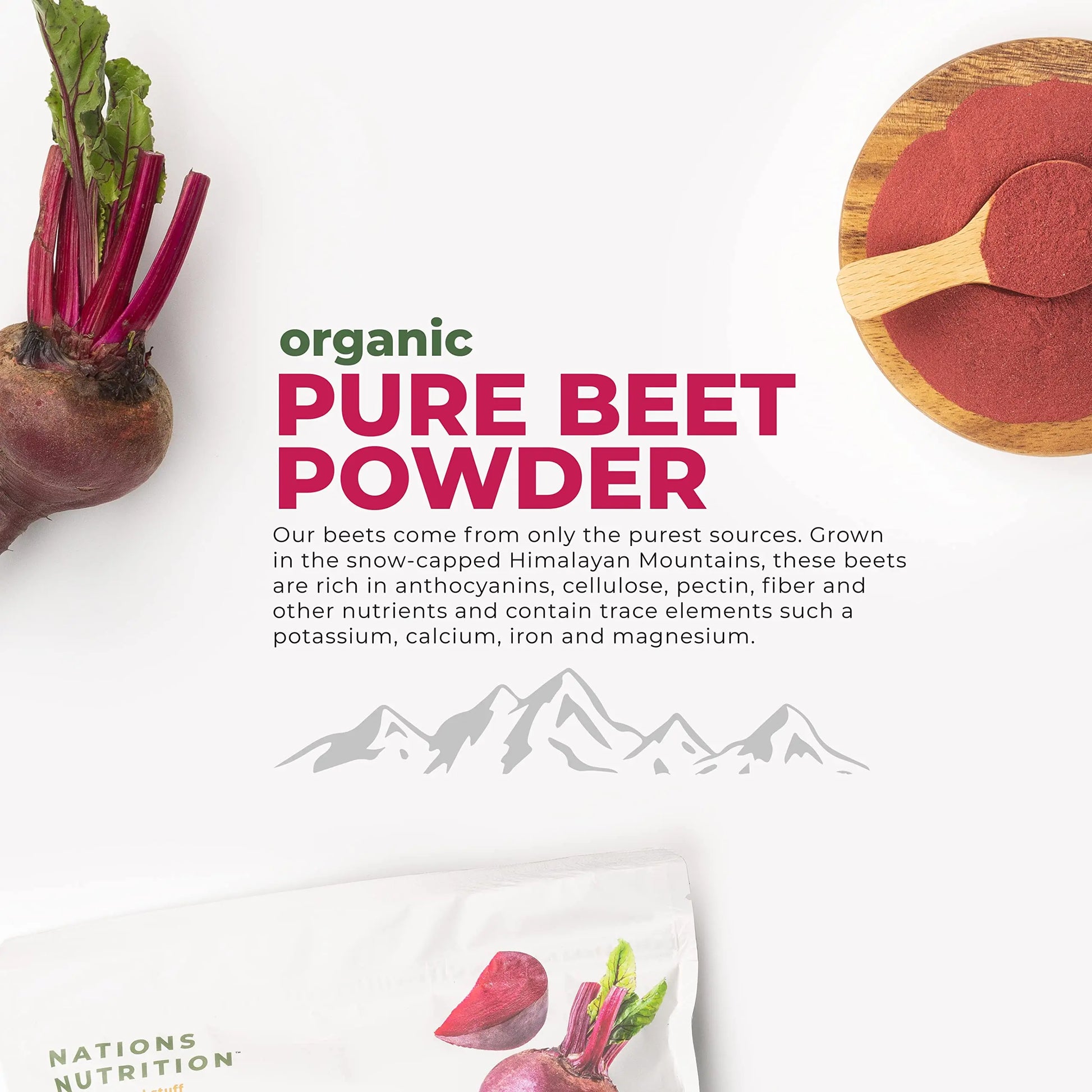 Nations Nutrition Pure Beet Root Powder Organic - Nitric Oxide Circulation Superfood Nations Nutrition