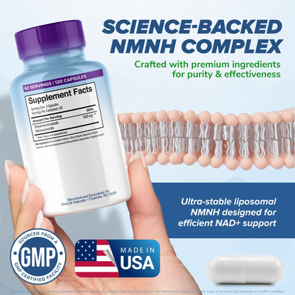 Liposomal NMNH 1000mg - 120 Capsules, Dihydronicotinamide Mononucleotide NAD+ Precursor - Ultra-Absorbable NAD Plus Complex, Liposomal NMN Supplements Capsules for Aging Support & Cellular Energy MAXLIFE NATURALSBuy Supplements Australia