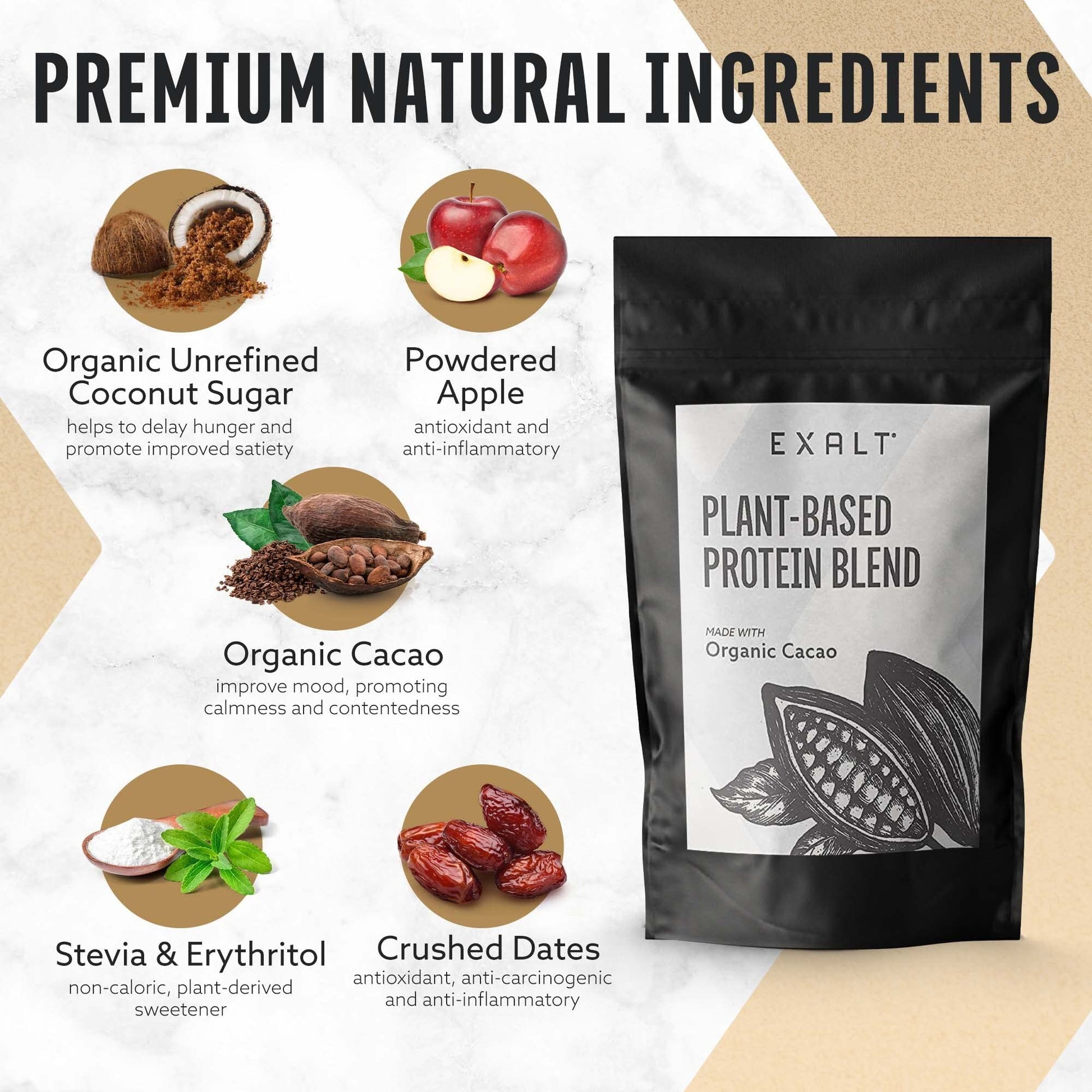 EXALT Vegan Protein Powder - 100% Plant-Based – Gluten Free - Keto Friendly EXALT