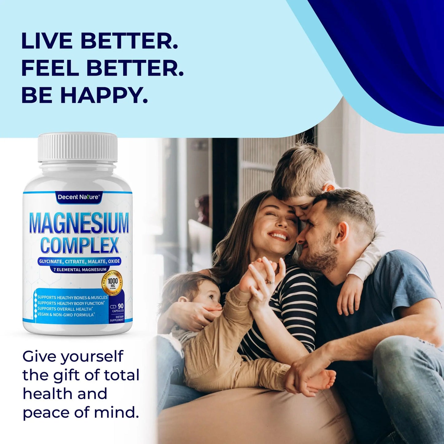 Magnesium Complex 7 Elemental Magnesium Supplement 1000mg – Magnesium Glycinate, Citrate, Malate, Taurate, Oxide, Aspartate, Orotate Non-GMO 90 Capsules DECENT NATURE buy supplements Au