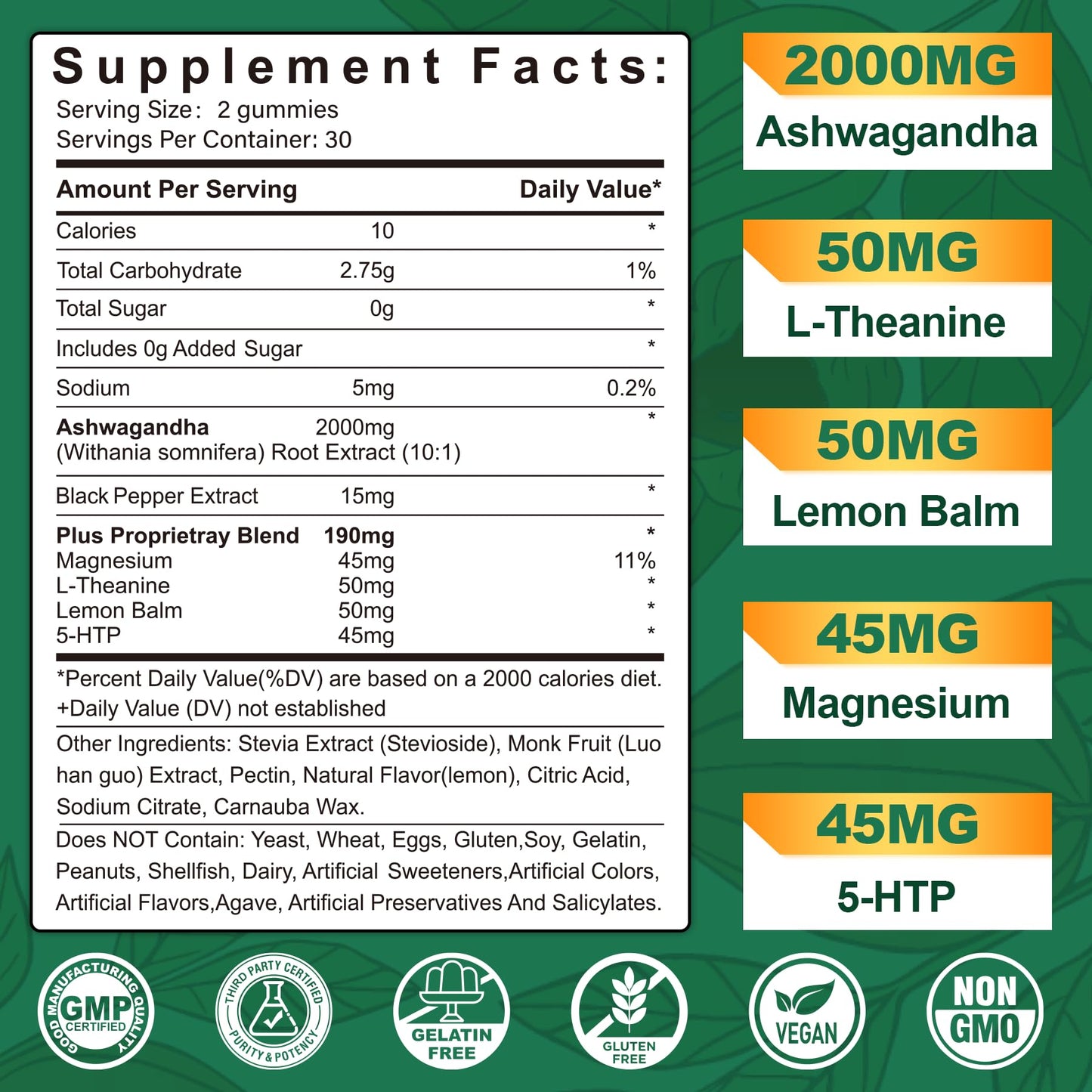 NEVISS Ashwagandha Gummies 2000mg, Feel Refreshed, Plus Proprietary Blend with L-Theanine, 5-HTP, Lemon Balm, Magnesium for Calm, Zzzs & Relaxation Support, 120 Count NEVISSBuy Supplements Australia